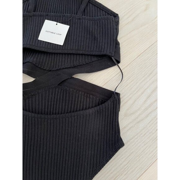 Zara Rib Cutout Y2K Halter Bodysuit Black ( S ) - Picture 6 of 6